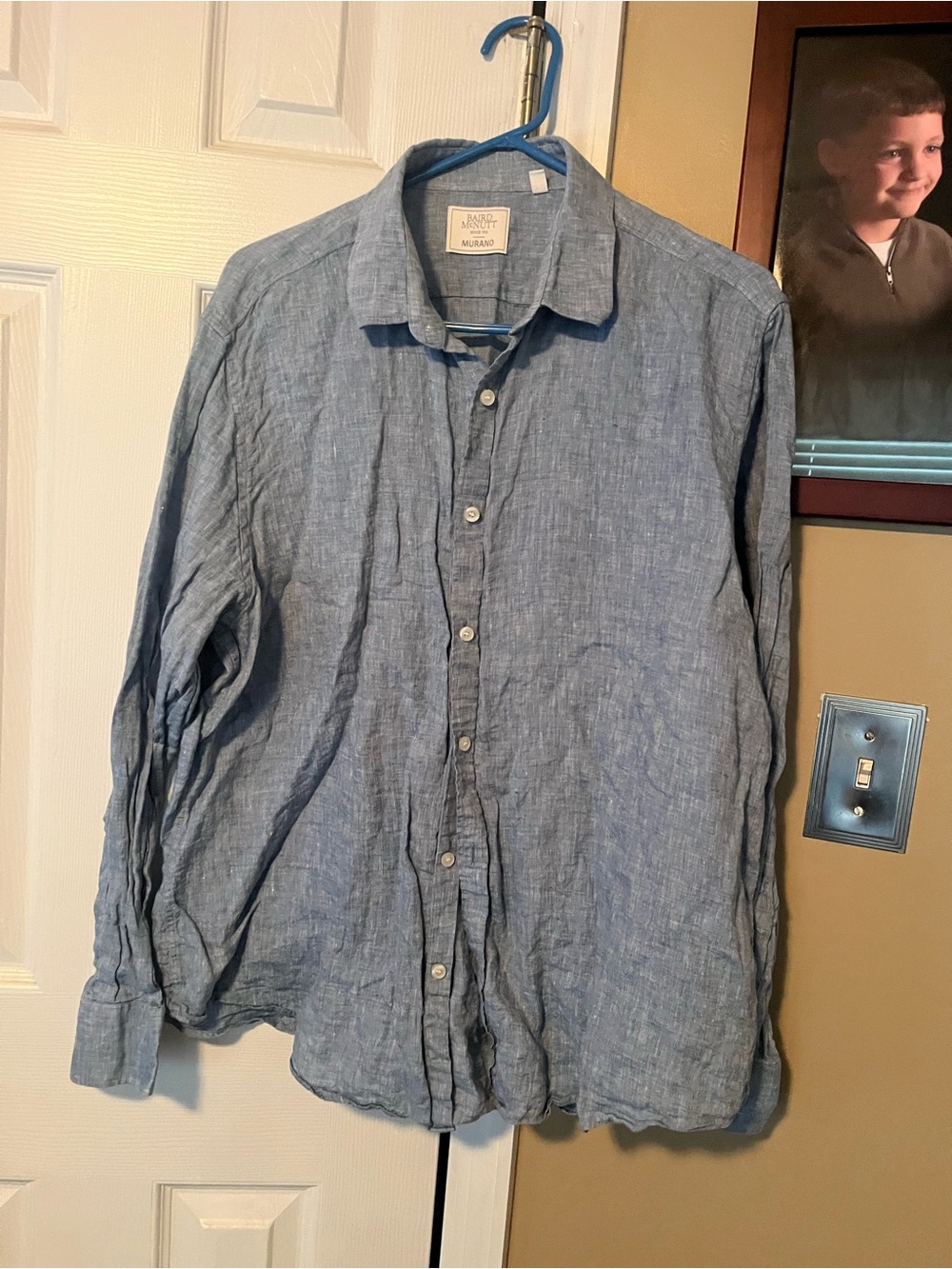 Baird Mcnutt Light Blue Linen Button-Up Shirt women’s cl
